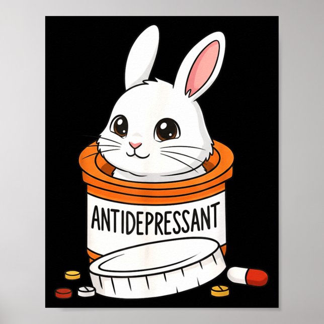 Poster Funny Rabbit Bunny Anti Depressant Zoo Boys Girls  (Frente)