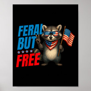 Poster Funny Raccoon 1776 julho Dia da Independência 4 de