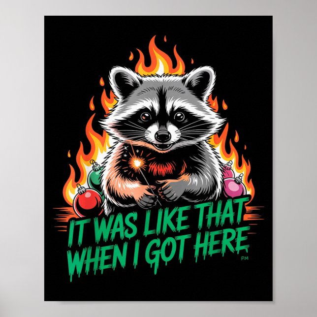 Poster Funny Raccoon Christmas Trash Panda Xmas  (Frente)