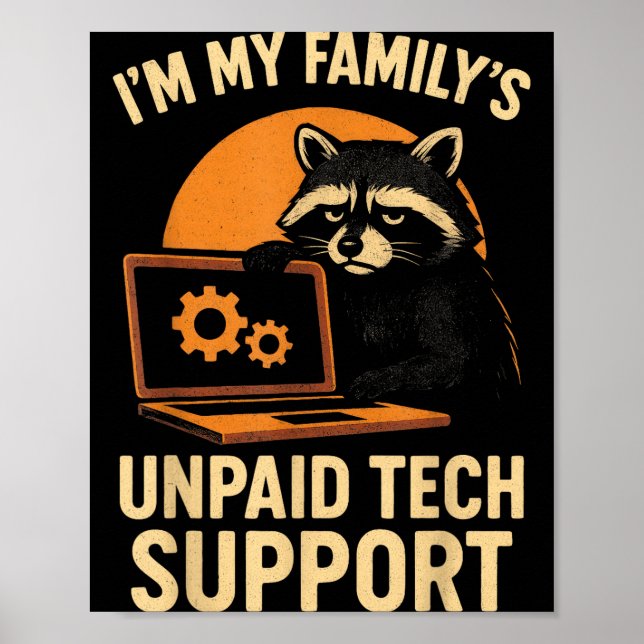 Poster Funny Raccoon Tech Lover Graphic Tee Computer Geek (Frente)