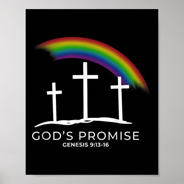 Poster Funny Rainbow Christ Cross - Christian Quote God's (Frente)