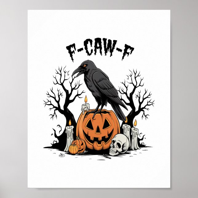 Poster Funny Raven, F-Caw-F, Skull Raven, Gótica (Frente)