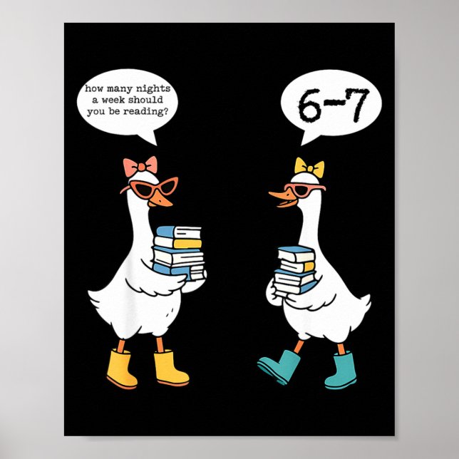 Poster Funny Reading 67 Six Seven Meme Goose Teacher Book (Frente)