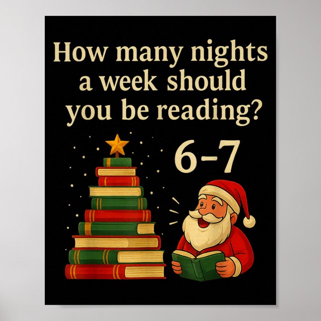 Poster Funny Reading Christmas Tree Book– Reading 6 7 Mem (Frente)