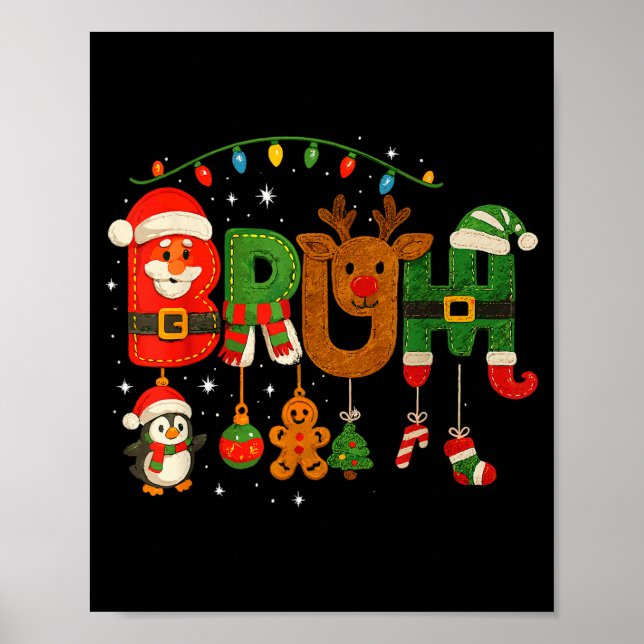 Poster Funny Red White And Bruh Boys Xmas Christmas Pajam (Frente)