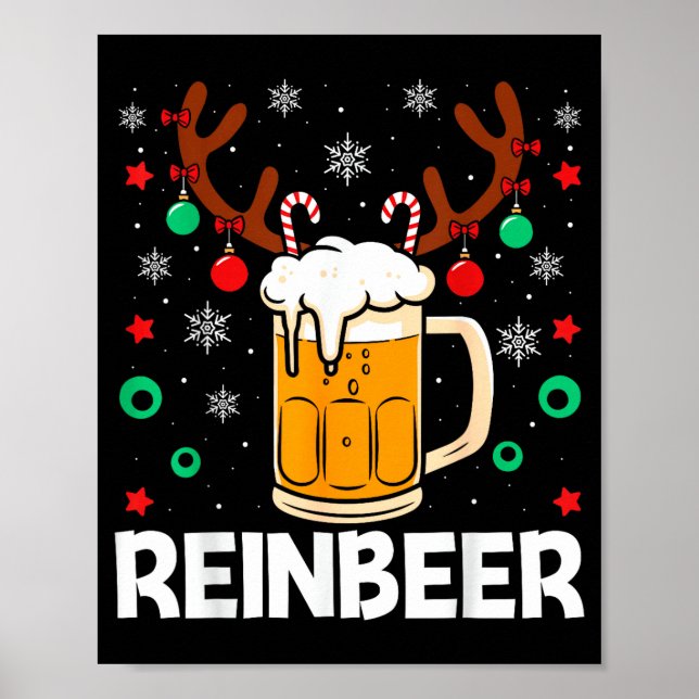 Poster Funny Reinbeer Winedeer Beer Wine Matching Couples (Frente)