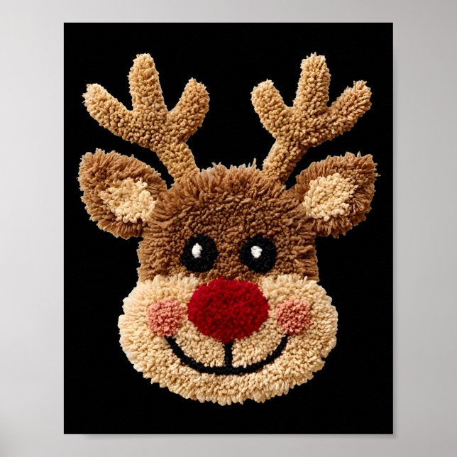 Poster Funny Reindeer Rudolph Crochet Merry Christmas Xma (Frente)