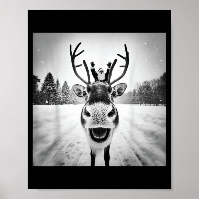 Poster Funny Reindeer Selfie Christmas Men Women Boys And (Frente)
