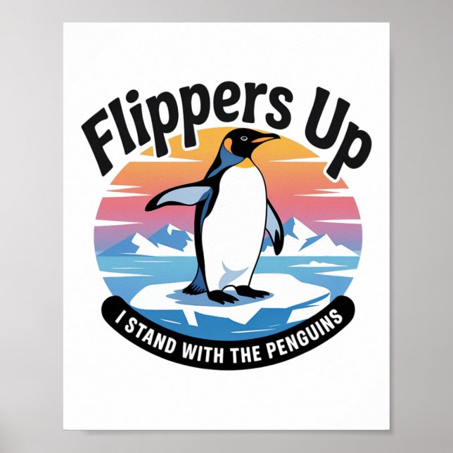 Poster Funny Resiste Pinguins Protestando Contra Tarifas  (Frente)