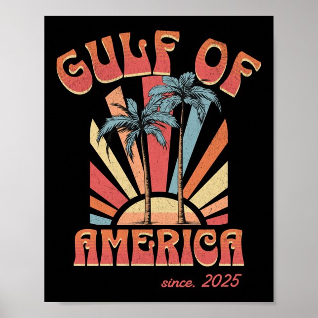 Poster Funny Retro 2025 Grunge Design, Golfo Da América (Frente)