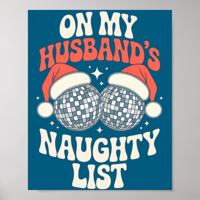 Poster Funny Retro Christmas Wife On My Husband's Naughty (Frente)