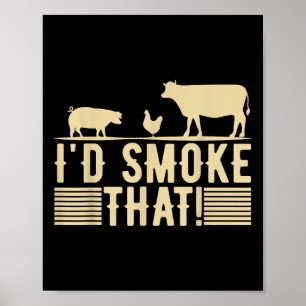 Poster Funny Retro Party Smoker Chef Pai Gift I d Smo