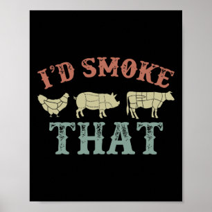 Poster Funny Retro Party Smoker Chef Pai Gift I d Smo