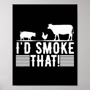 Poster Funny Retro Party Smoker Chef Pai Gift I d Smo
