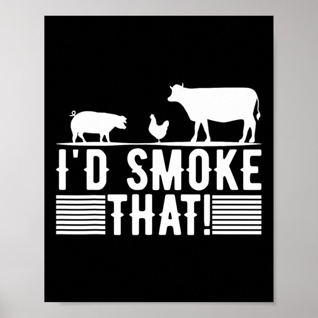 Poster Funny Retro Party Smoker Chef Pai Gift I d Smo (Frente)