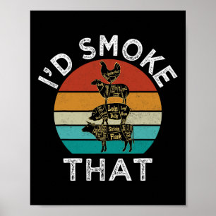 Poster Funny Retro Party Smoker Chef Pai Gift I d Smo