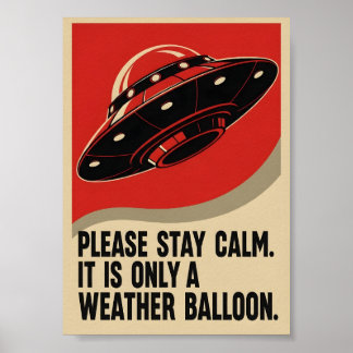 Poster Funny Retro Propaganda UFO