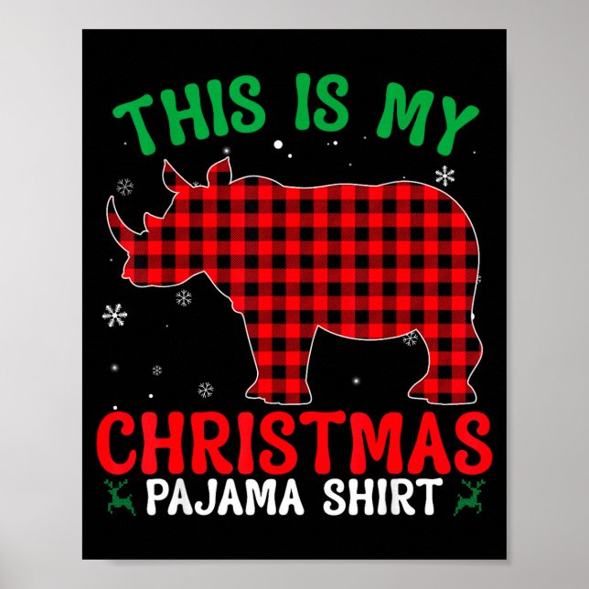 Poster Funny Rhino Christmas Pj Pajama Men Women Pj For F (Frente)