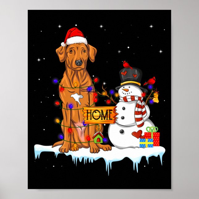 Poster Funny Rhodesian Ridgeback Dog Christmas Snowman Xm (Frente)