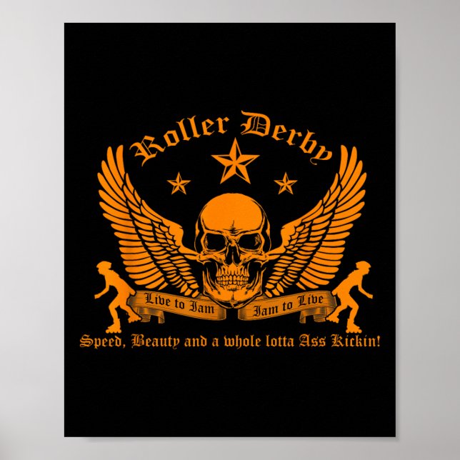 Poster Funny Roller Derby Lover Quotes Gift, Live To Jam  (Frente)