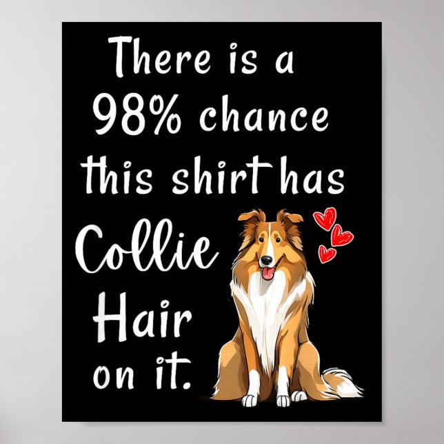 Poster Funny Rough Collies 98% Chance Shirt Has Hair Roug (Frente)