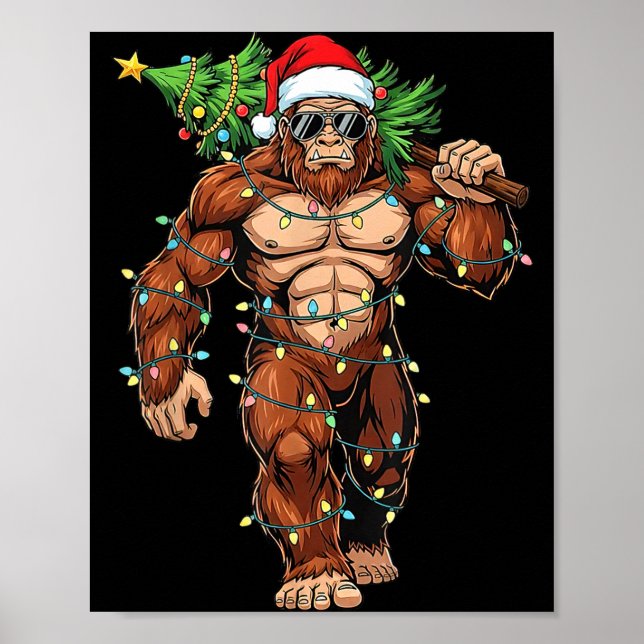 Poster Funny Santa Bigfoot Christmas Tree Christmas Crypt (Frente)