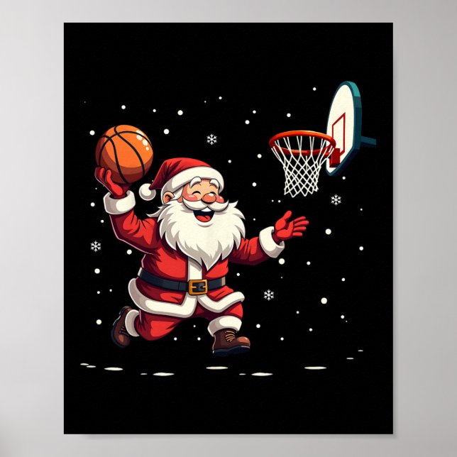 Poster Funny Santa Claus Jogando Natal de Feliz de Basque (Frente)