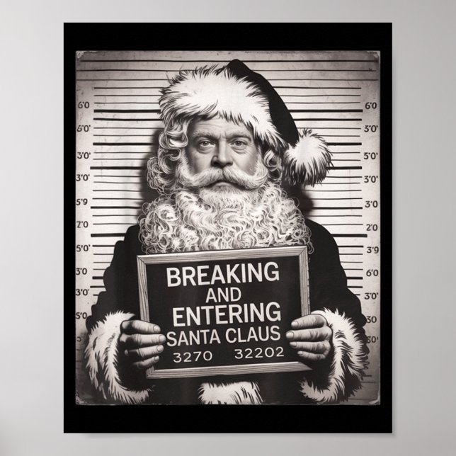 Poster Funny Santa Claus Mugshot Christmas – Santa Xmas  (Frente)