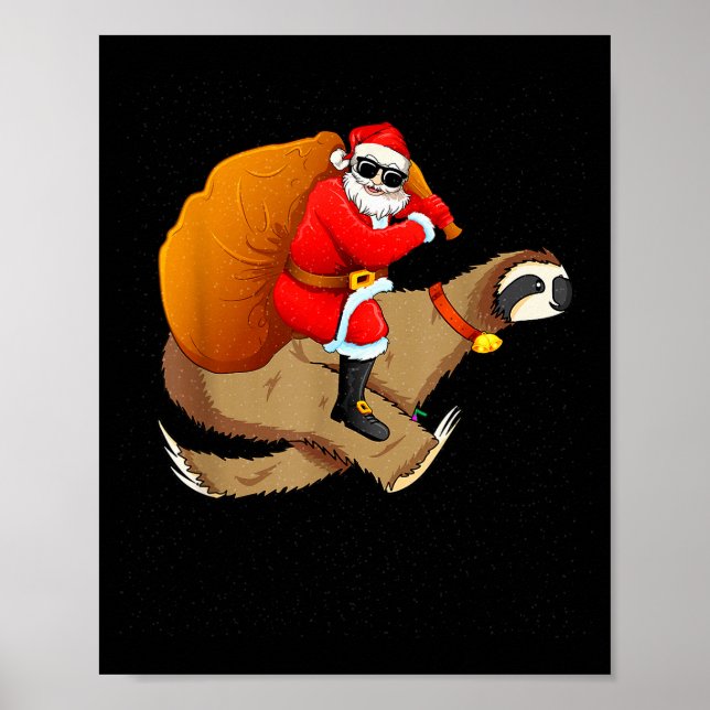 Poster Funny Santa Claus Riding Sloth Christmas Boys Men  (Frente)