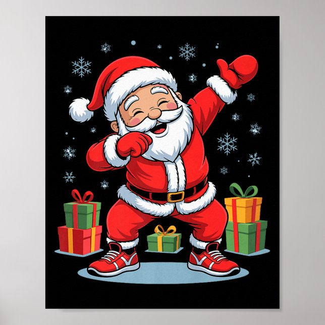 Poster Funny Santa Dancing Holiday Christmas Xmas Pajama  (Frente)