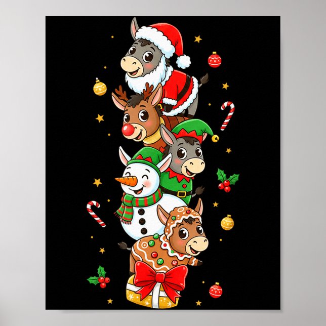 Poster Funny Santa Elf Snowman Christmas Womens Mens Kids (Frente)