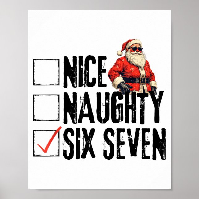 Poster Funny Santa Nice Naughty Six Seven Meme 67 Christm (Frente)