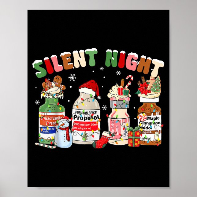 Poster Funny Santa Profol Silent Night Icu Nurses Merry C (Frente)