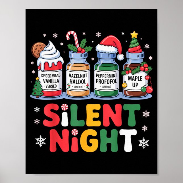 Poster Funny Santa Profol Silent Night Icu Nurses Merry C (Frente)