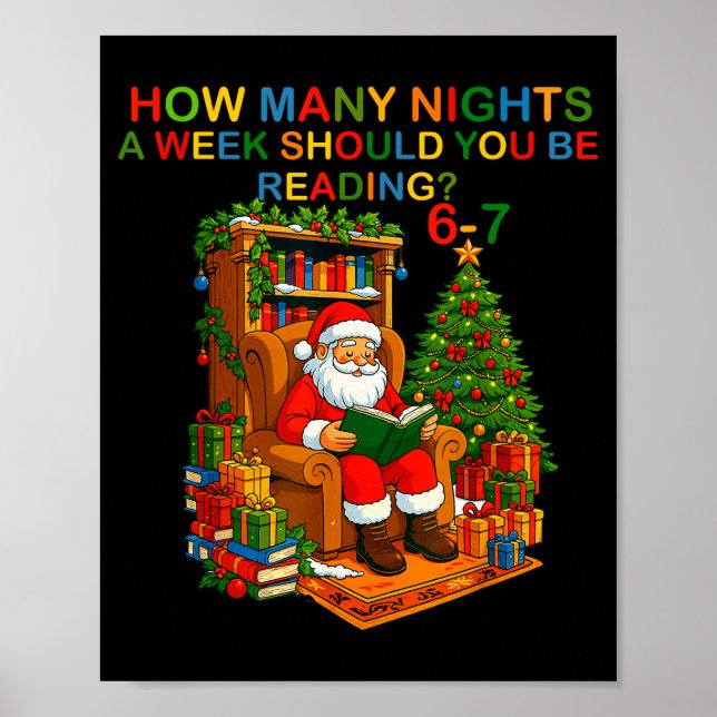 Poster Funny Santa Reading 67 Meme Tee Christmas Teacher  (Frente)