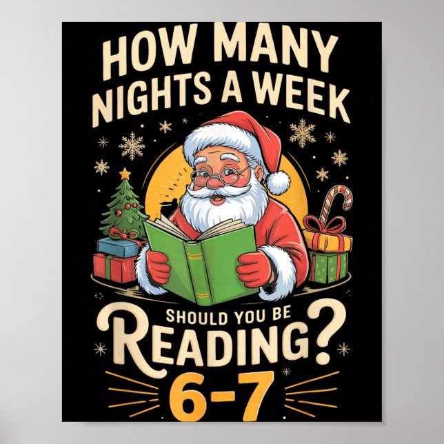 Poster Funny Santa Reading 67 Meme Tee Christmas Teacher  (Frente)