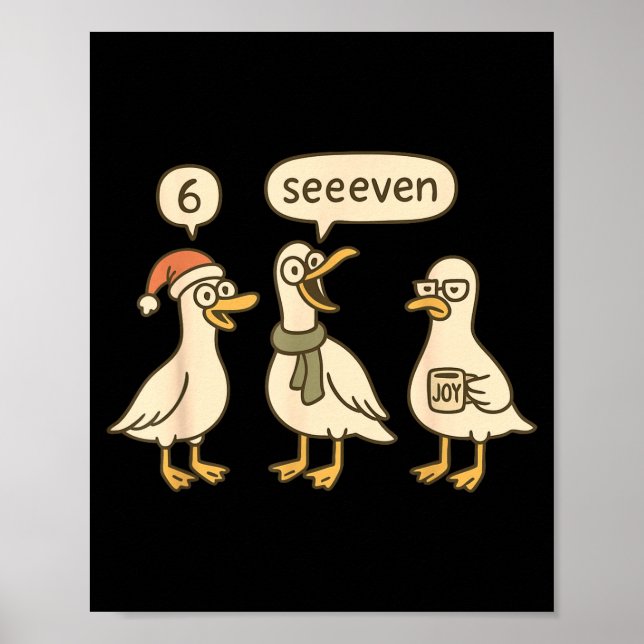 Poster Funny Santa Silly Goose 6 7 Christmas Geese Six Se (Frente)