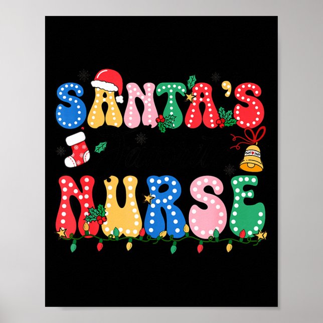 Poster Funny Santa's Favorite Nurse Christmas Nursing Xma (Frente)