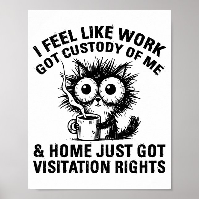 Poster Funny Sarcastic Cat I Feel Like Work Got Custody O (Frente)