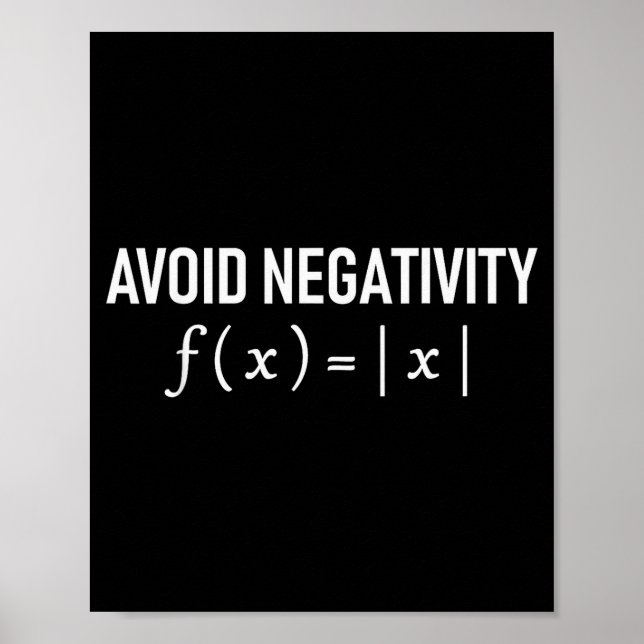 Poster Funny Saying Avoid Negativity Math Equation Men Wo (Frente)