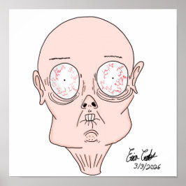 Poster Funny scared cartoon face