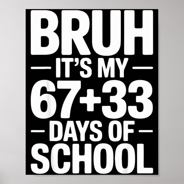 Poster Funny School Countdown Saying Bruh Its My 67 33  (Frente)