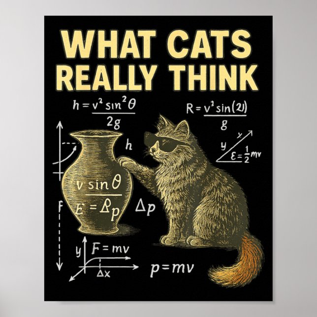 Poster Funny Science Cat Physics What Cats Think Gift Men (Frente)
