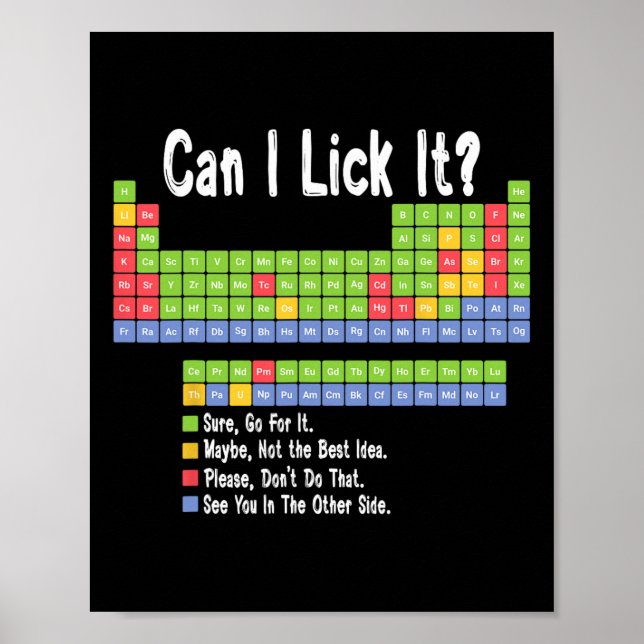 Poster Funny Science Teacher Student Can I Lick It Period (Frente)