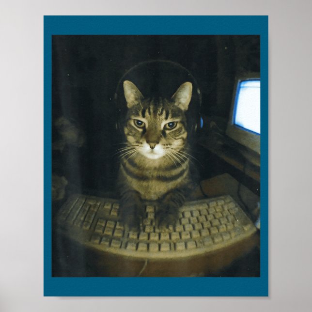 Poster Funny Serious Gamer Cat Lovers Stud Kitty Cat Meme (Frente)