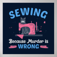 funny sewing murder word art cat
