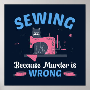 Poster funny sewing murder word art cat