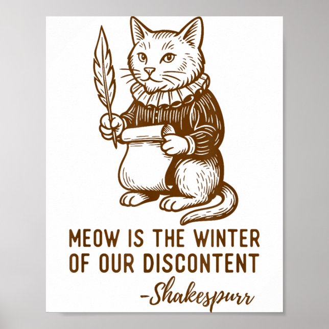 Poster Funny Shakespeare Quote Cat Shakespurr  (Frente)