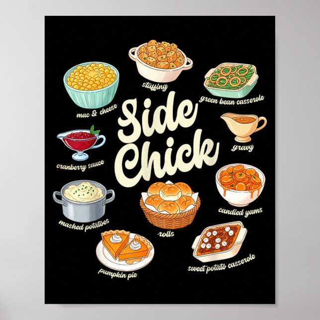 Poster Funny Side Chick Thanksgiving For Men Women  (Frente)