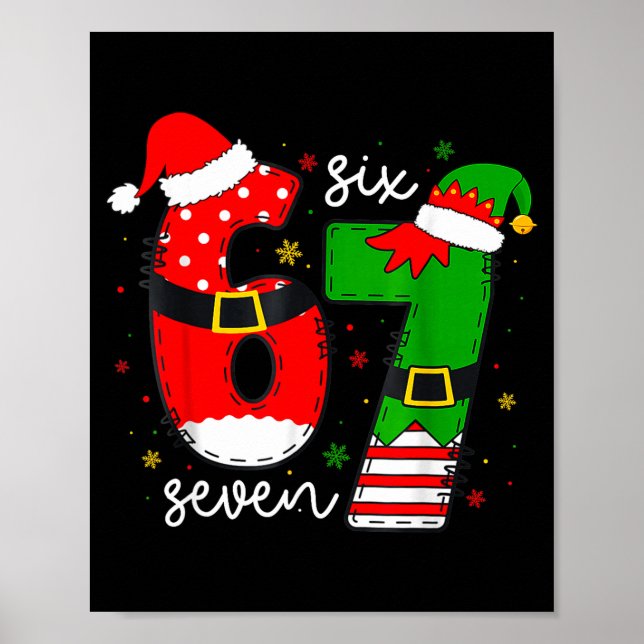 Poster Funny Six Seven 67 Meme 6 7 Elf Santa Christmas Pa (Frente)